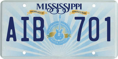 MS license plate AIB701