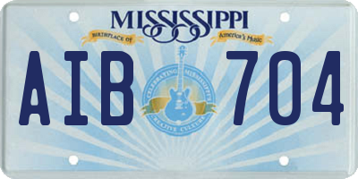 MS license plate AIB704