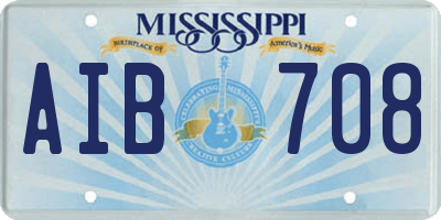 MS license plate AIB708