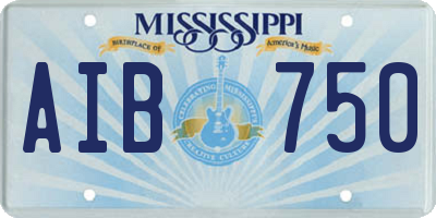 MS license plate AIB750