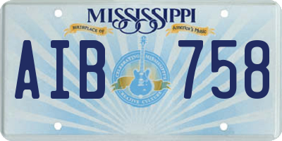MS license plate AIB758
