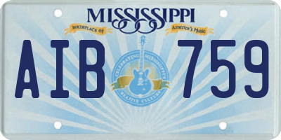 MS license plate AIB759