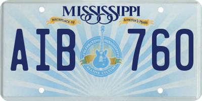 MS license plate AIB760