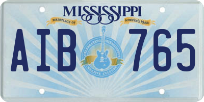 MS license plate AIB765