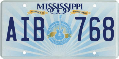 MS license plate AIB768