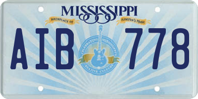 MS license plate AIB778