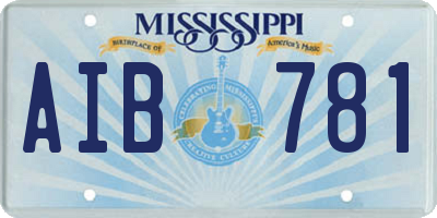MS license plate AIB781