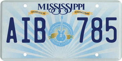 MS license plate AIB785