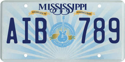 MS license plate AIB789