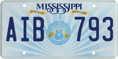 MS license plate AIB793