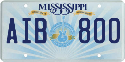 MS license plate AIB800