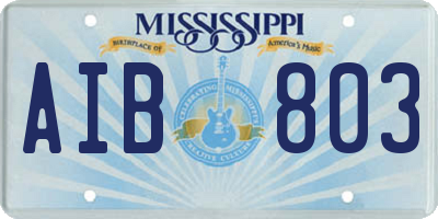 MS license plate AIB803