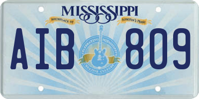 MS license plate AIB809