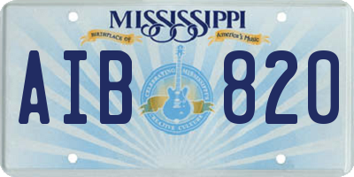 MS license plate AIB820