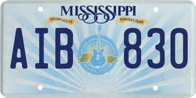 MS license plate AIB830
