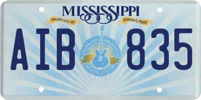 MS license plate AIB835