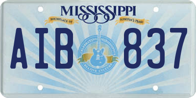 MS license plate AIB837