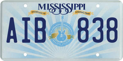MS license plate AIB838
