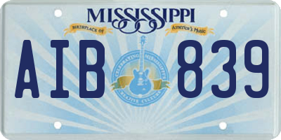 MS license plate AIB839