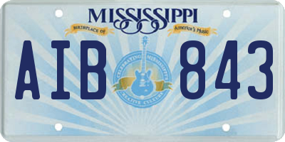 MS license plate AIB843