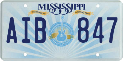 MS license plate AIB847