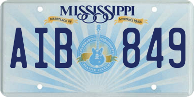 MS license plate AIB849