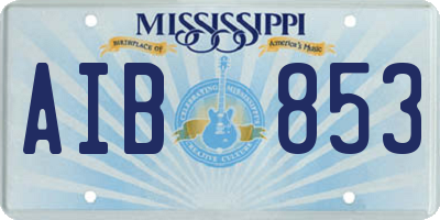 MS license plate AIB853