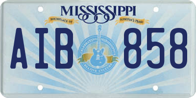 MS license plate AIB858