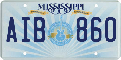 MS license plate AIB860