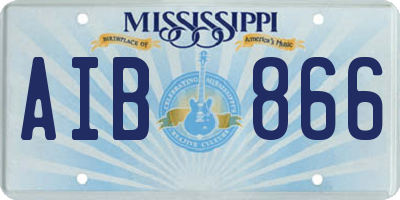 MS license plate AIB866