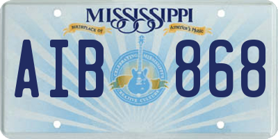 MS license plate AIB868