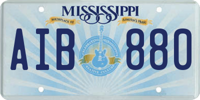 MS license plate AIB880