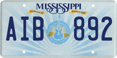 MS license plate AIB892