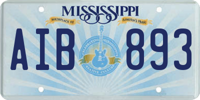 MS license plate AIB893