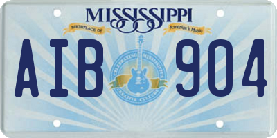 MS license plate AIB904