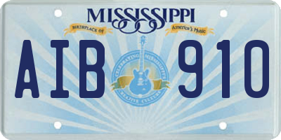 MS license plate AIB910