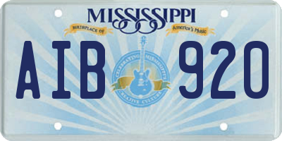 MS license plate AIB920