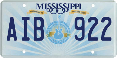 MS license plate AIB922