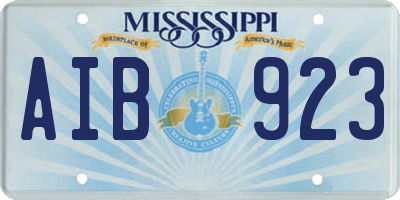 MS license plate AIB923