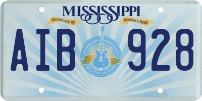 MS license plate AIB928