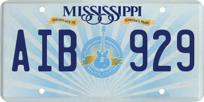 MS license plate AIB929