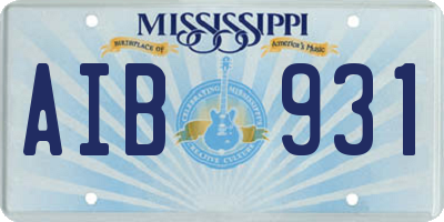 MS license plate AIB931