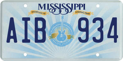 MS license plate AIB934