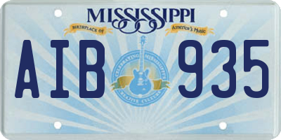 MS license plate AIB935