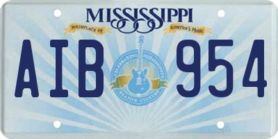 MS license plate AIB954