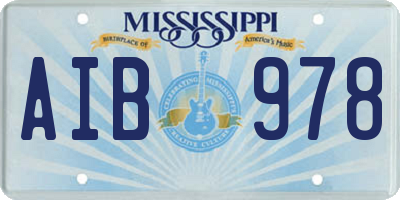 MS license plate AIB978