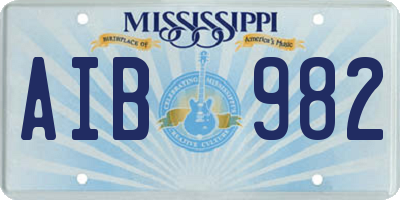 MS license plate AIB982