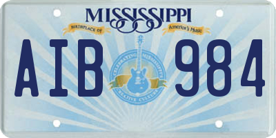 MS license plate AIB984