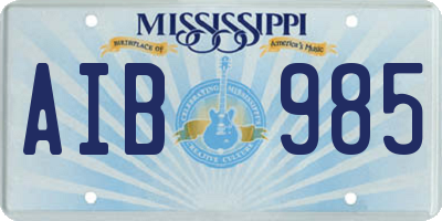 MS license plate AIB985