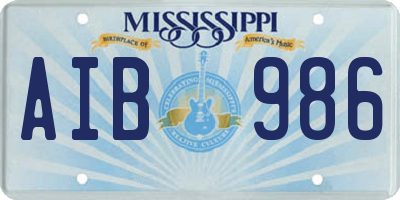 MS license plate AIB986